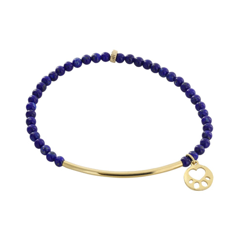 Our Cause for Paws 14k Yellow Gold Mini Paw Bar Bead Bracelet