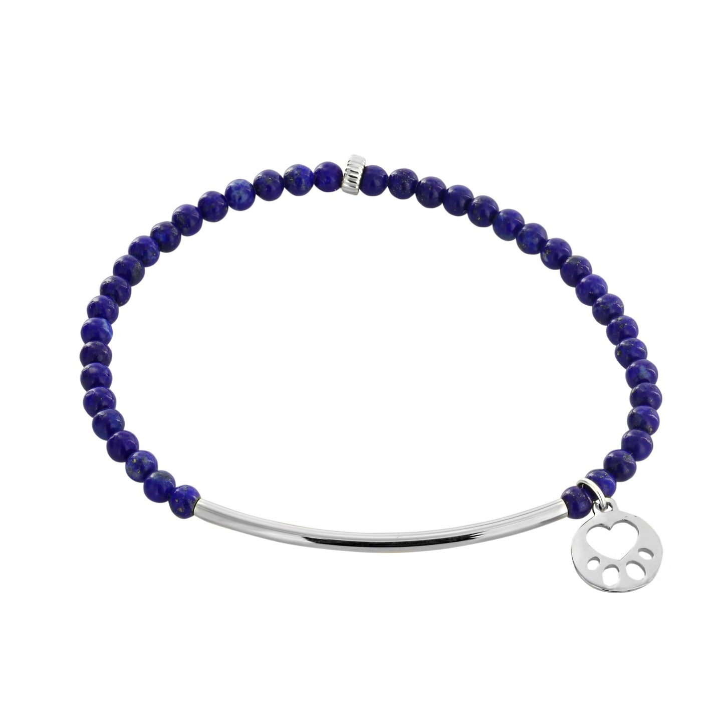 Our Cause for Paws Sterling Silver Mini Paw Bar Bead Bracelet