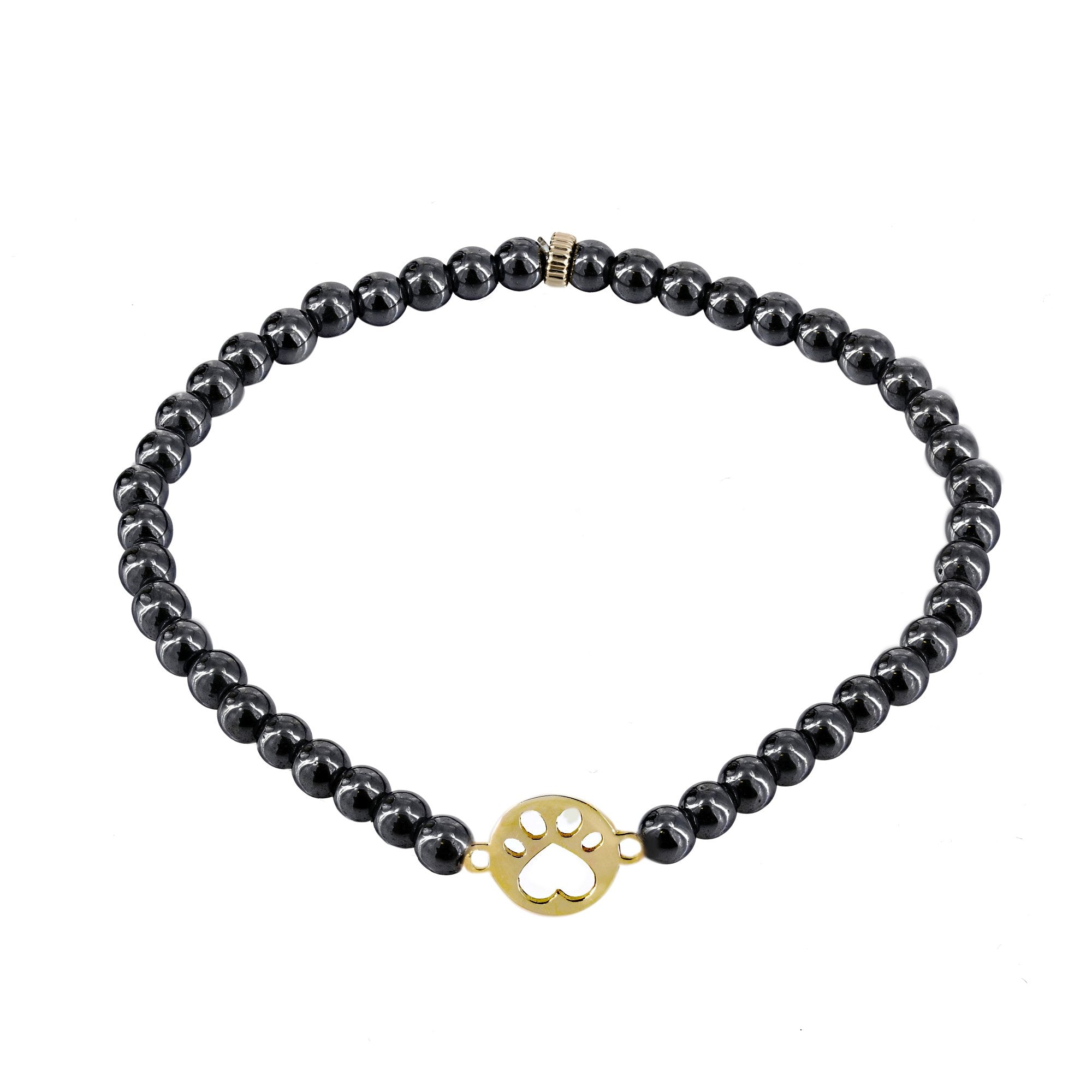 Our Cause for Paws 14k Yellow Gold Mini Paw Bead Bracelet – Our