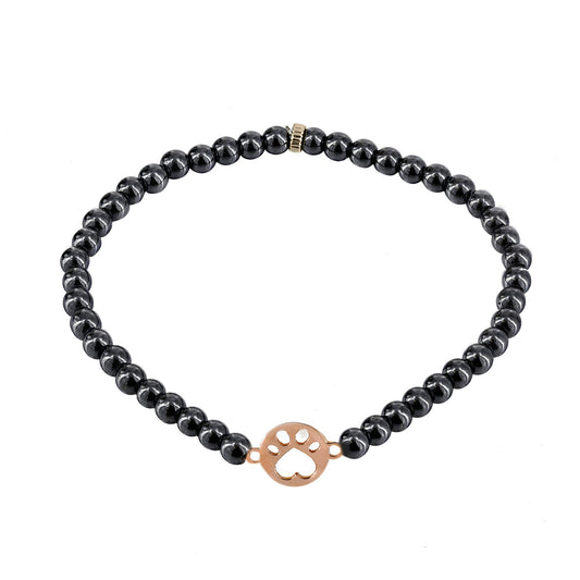 Our Cause for Paws 14k Rose Gold Mini Paw Bead Bracelet