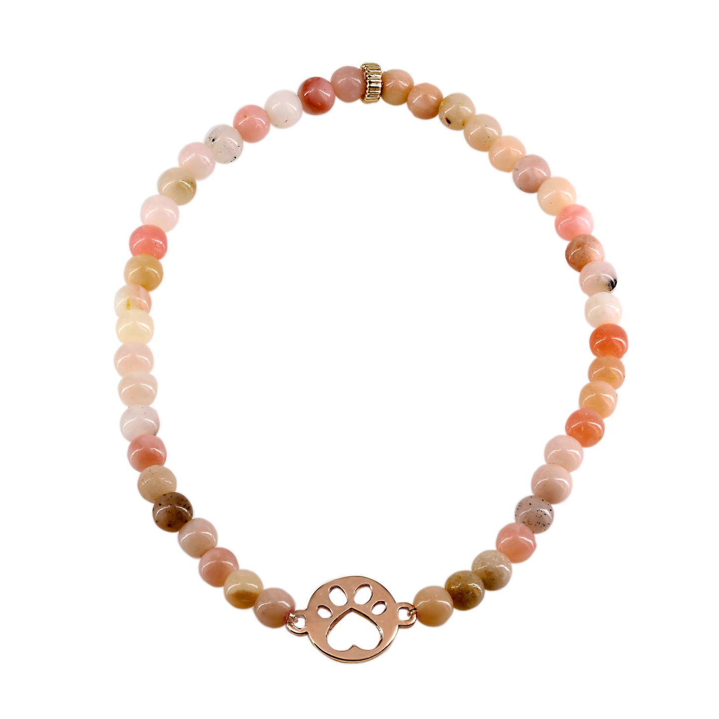 Our Cause for Paws 14k Rose Gold Mini Paw Bead Bracelet