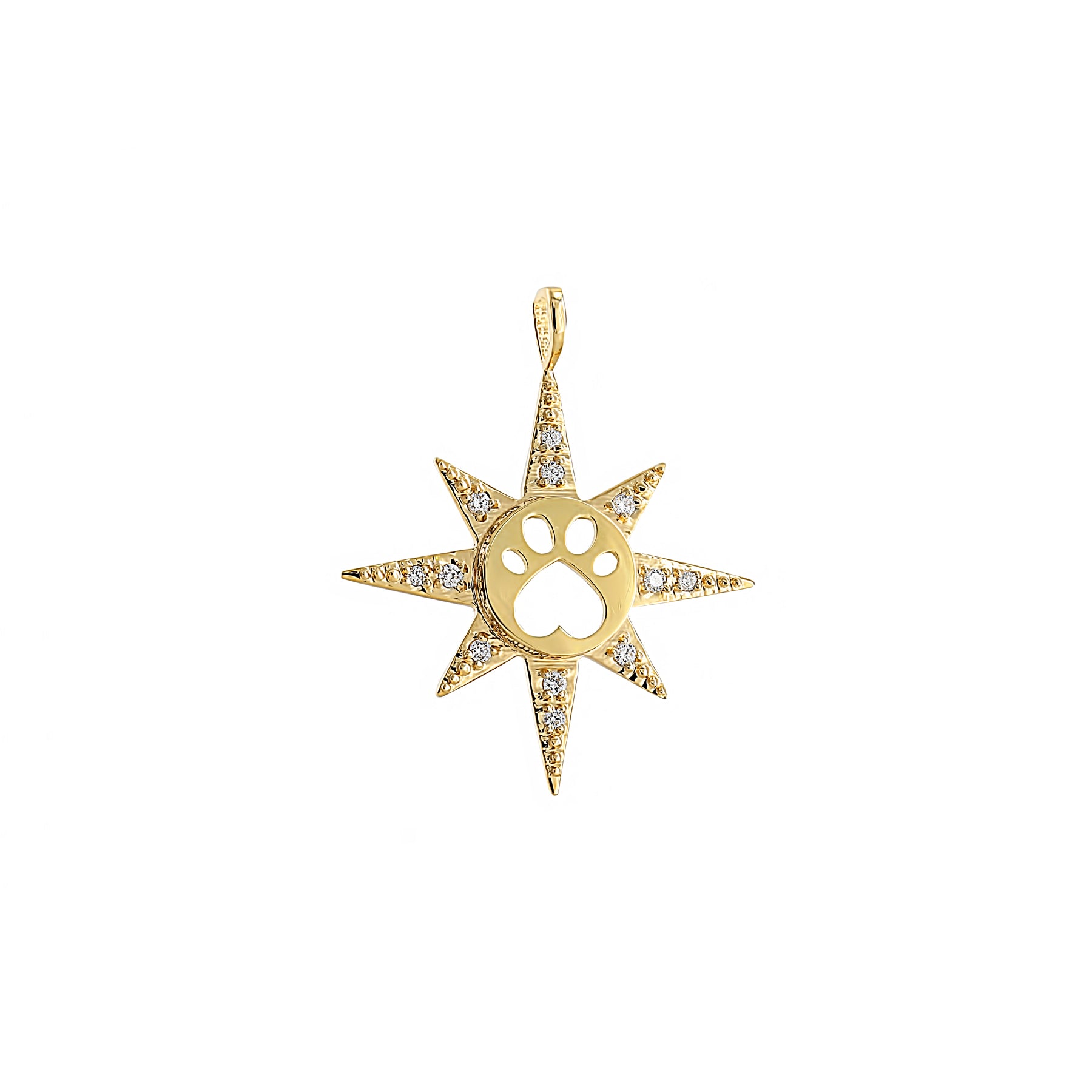 Our Cause for Paws 14k Yellow Gold Diamond Star Charm
