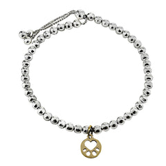 Our Cause for Paws Silver Beaded Mini Paw Bracelet