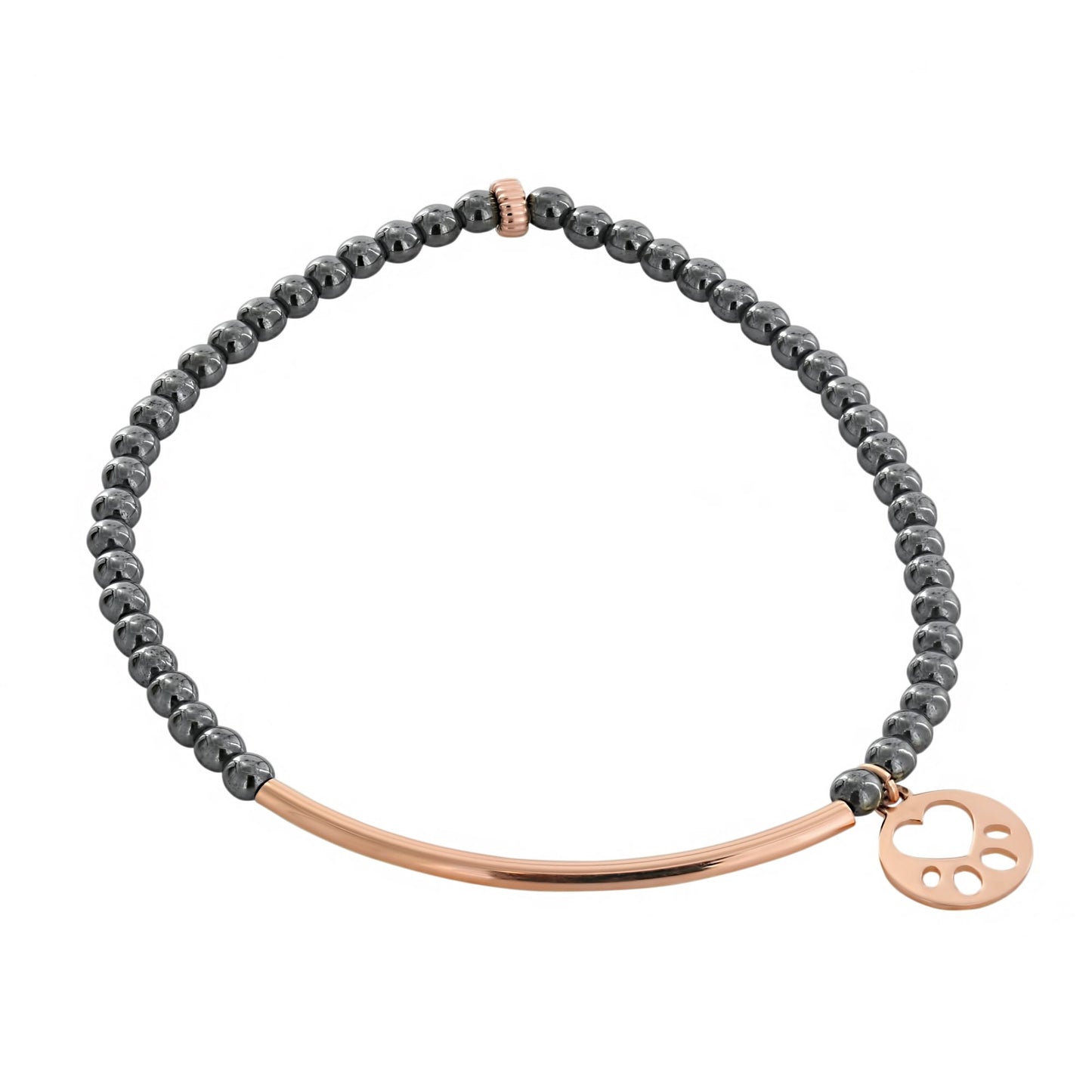 Our Cause for Paws 14k Rose Gold Mini Paw Bead Bar Bracelet