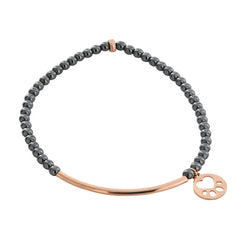 Our Cause for Paws 14k Rose Gold Mini Paw Bar Bead Bracelet