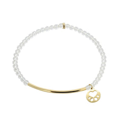 Our Cause for Paws 14k Yellow Gold Mini Paw Bar Bead Bracelet
