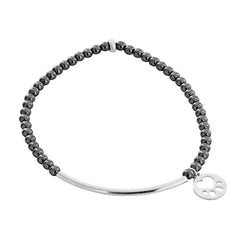 Our Cause for Paws Sterling Silver Mini Paw Bar Bead Bracelet