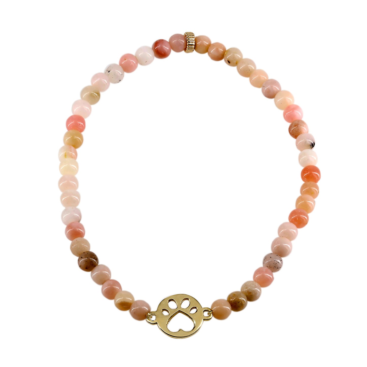 Our Cause for Paws 14k Yellow Gold Mini Paw Bead Bracelet