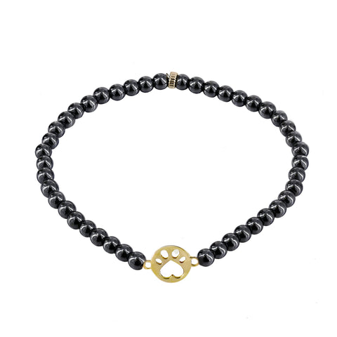 Our Cause for Paws 14k Yellow Gold Mini Paw Bead Bracelet