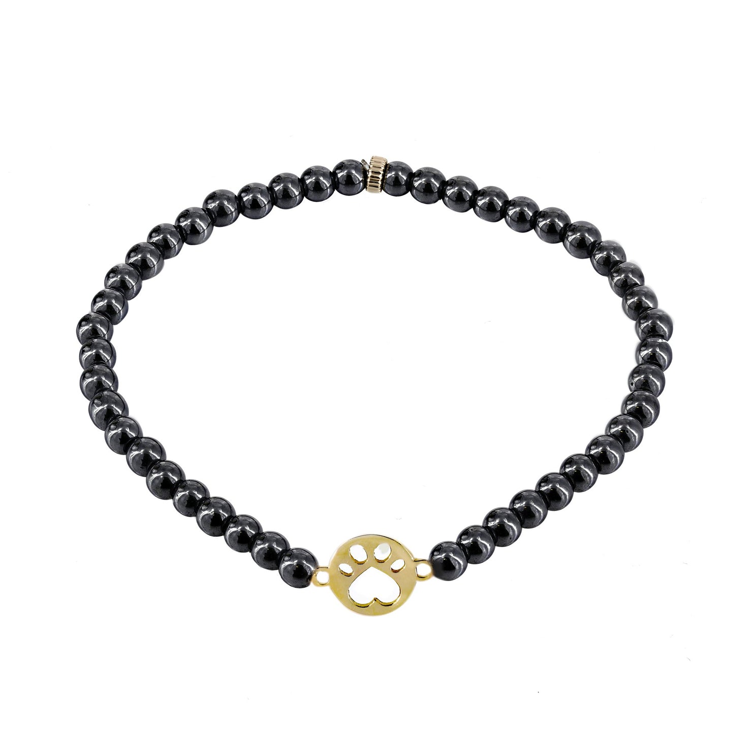 Our Cause for Paws 14k Yellow Gold Mini Paw Bead Bracelet
