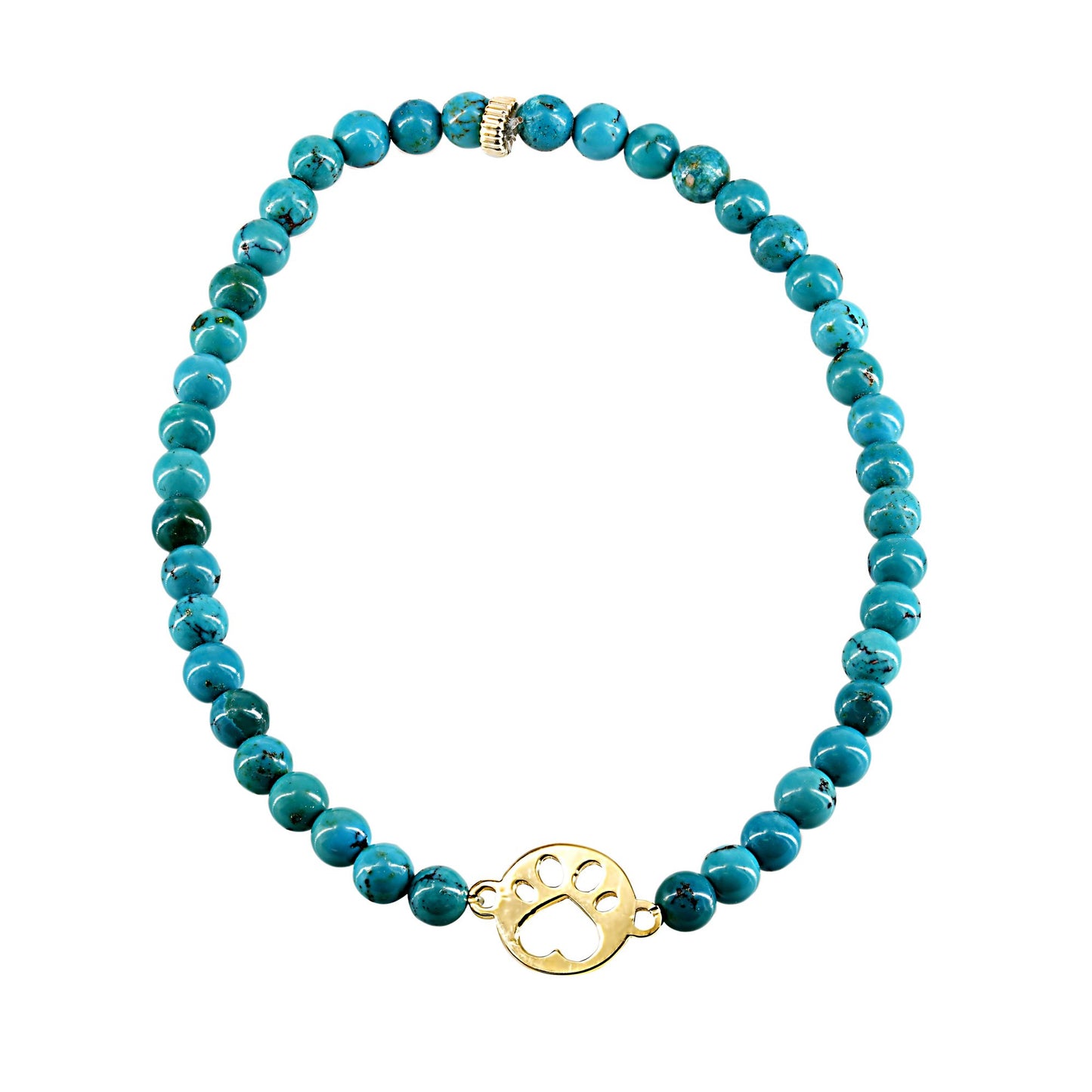 Our Cause for Paws 14k Yellow Gold Mini Paw Bead Bracelet