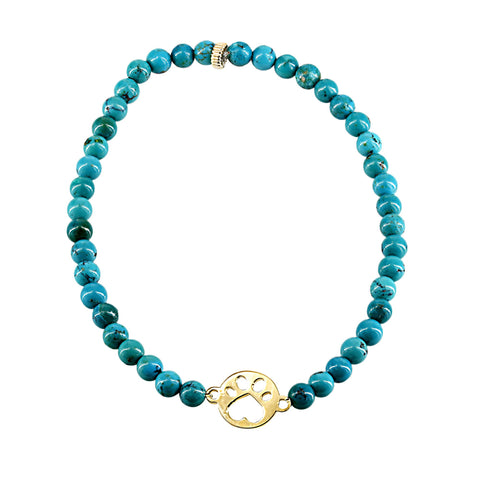 Our Cause for Paws 14k Yellow Gold Mini Paw Bead Bracelet