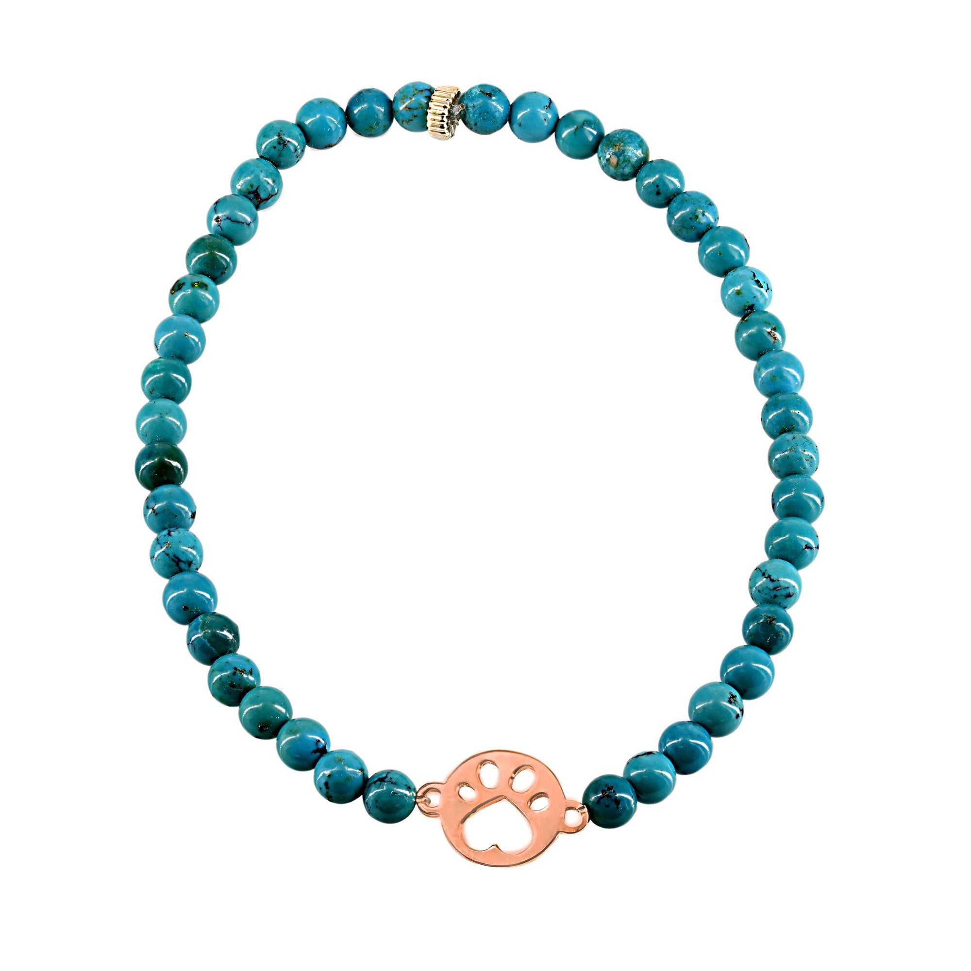Our Cause for Paws 14k Rose Gold Mini Paw Bead Bracelet