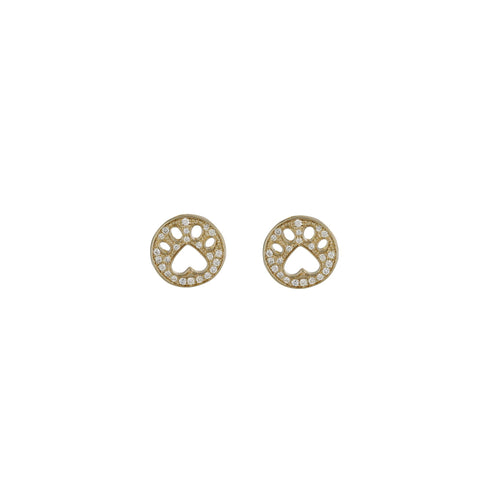 Our Cause For Paws 14k Gold and Diamond Mini Paw Earrings