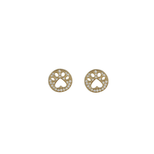 Our Cause For Paws 14k Gold and Diamond Mini Paw Earrings