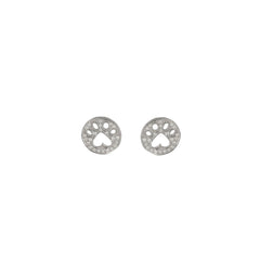 Our Cause For Paws 14k Gold and Diamond Mini Paw Earrings