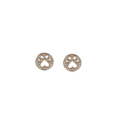 Our Cause For Paws 14k Gold and Diamond Mini Paw Earrings