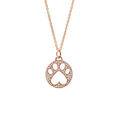 Our Cause for Paws 14k Gold and Pave Diamond Paw Charm Pendant Necklace