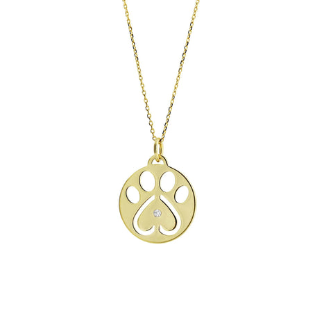 Our Cause for Paws 14k Yellow Gold Paw Charm Pendant