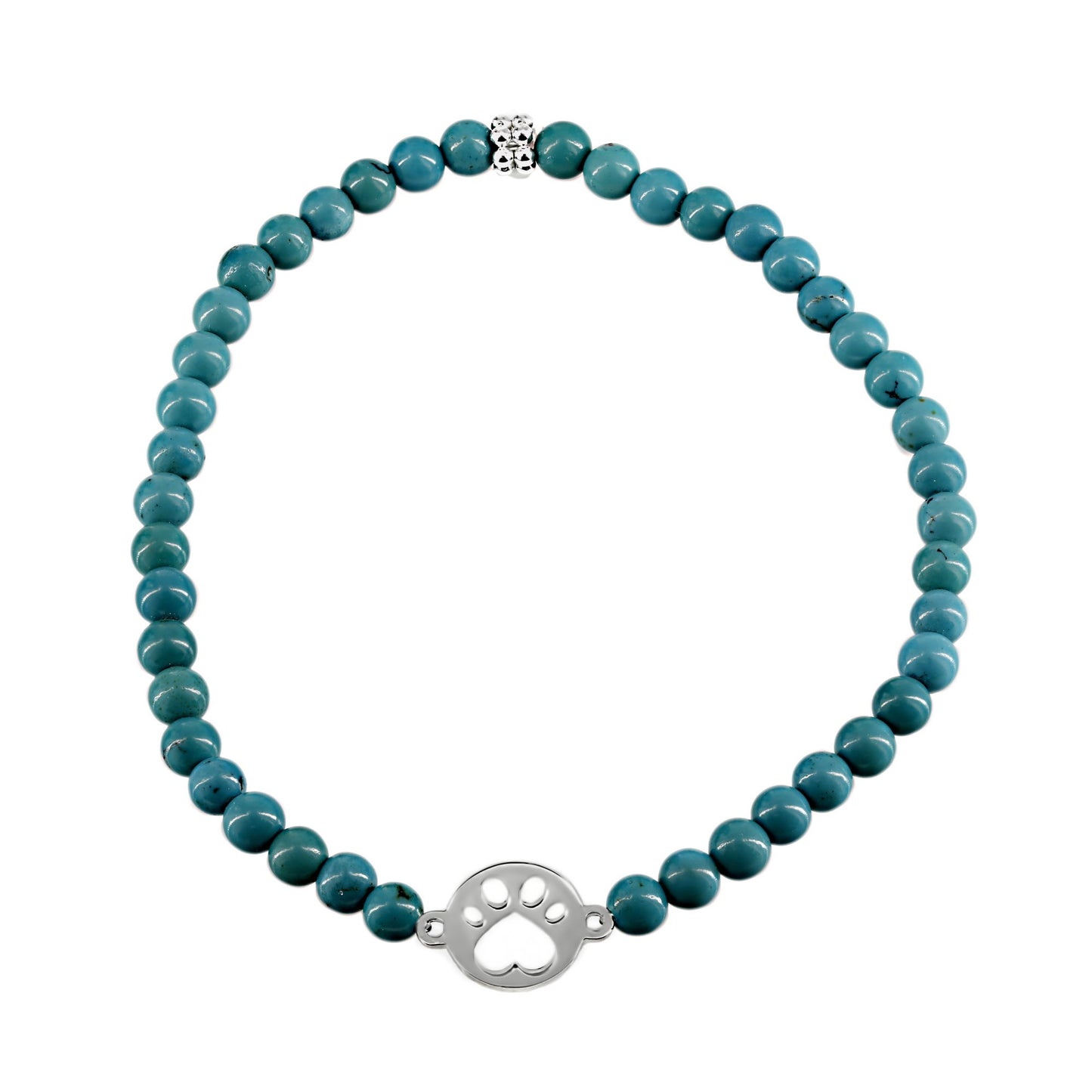 Our Cause for Paws Sterling Silver Mini Paw Bead Bracelet