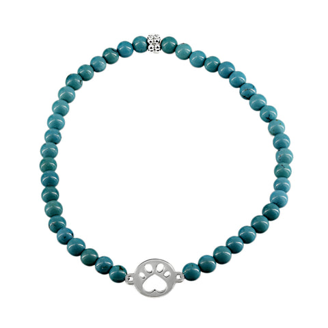 Our Cause for Paws Sterling Silver Mini Paw Bead Bracelet